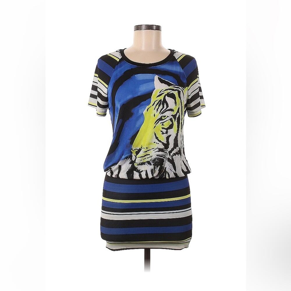Little Lori Italy ferocious tiger and stripes bodycon dress, size med